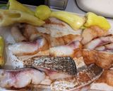 Vegyes Sült halas gyümölcsös tál bacon-nal és zöldségekkel sütve recept fázis 4 fotója