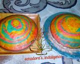 A picture of step 15 of #bakecake multicolored marble birthday cake.