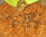 A picture of step 5 of GAJAR HALWA(made of jaggery and milk powder).
