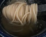 A picture of step 1 of Spaghetti with Chipotle Cream and Sausages.