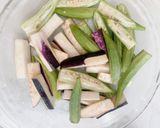 A picture of step 2 of Simmered Eggplant and Okra.