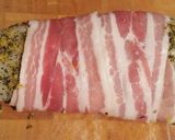 A picture of step 3 of Roasted white fish wrapped in smoked bacon with asparagus.