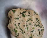 A picture of step 2 of Kothmir paratha.