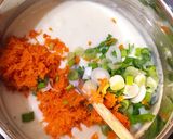 Karfiolos burgonya, sárgarépás újhagymás fetás besamellel recept fázis 4 fotója