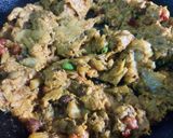 A picture of step 1 of Satvik Taro Stem / Kochu Saag Ghonto.
