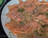 A picture of step 3 of Salmon or Pollock Carpaccio 😀.
