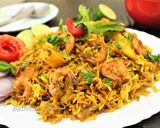 A picture of step 7 of Prawn Pulao.