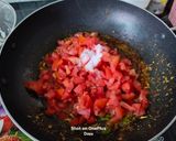 A picture of step 5 of Kathiyawadi Sev Tameta Nu Shaak (Gujarat Special).