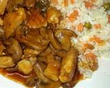 Foto del paso 7 de la receta: Ragú de pollo con salsa de soja y arroz con verduras