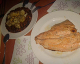 Foto del paso 5 de la receta: Pisto, patatas hechas al microondas y Salmón con limón y eneldo