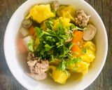 Hình bước làm 5 của món Hoành thánh nhân thịt