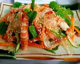 Hình bước làm 2 của món Gỏi Nha Đam trộn tôm
