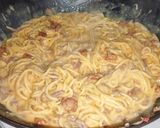 A picture of step 3 of Spaghetti Carbonara with Chorizo and Ground Beef.