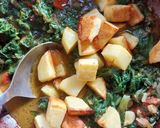 A picture of step 3 of Xaak and Aloo Pitika.