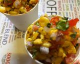 A picture of step 3 of Mexican Corn masala chaat cups.