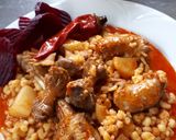 Falusi tarhonyás csirke, aprólékból recept fázis 4 fotója