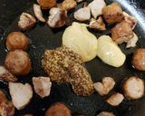 A picture of step 2 of My Tenderloin pork& Sausage in a creamy Mustard Pepper sauce. 😉.