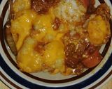 A picture of step 4 of Chili Dog Tot Casserole for 2.