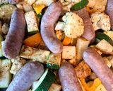 A picture of step 3 of Easy Sausage and Veggies Sheet Pan Meal.