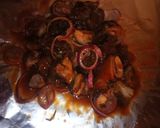 A picture of step 7 of Honey Soy pork using double grill pan.