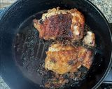 A picture of step 3 of Cambodian grilled chicken over rice.