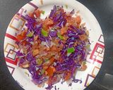 A picture of step 2 of Schzewan vegetable sandwich.