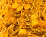 A picture of step 6 of Quick Bay Scallops with Spaghetti.