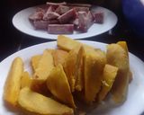 A picture of step 2 of Fried sweet potatoes and arrowroots wedges.
