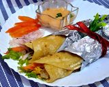 A picture of step 8 of Chicken Tikka puratha roll.