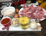 Foto del paso 1 de la receta: Plato combinado arroz blanco tomate, huevo frito y chuletas en salsa de almendra