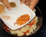 A picture of step 1 of Aloo chana chaat.