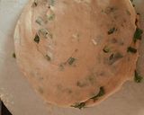 A picture of step 6 of Green garlic laccha paratha with matar paneer.