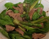 A picture of step 4 of Beef Strips & Asparagus cooked in Garlic Butter.