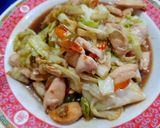 รูปขั้นตอนการทำที่ 6 ของ กะหล่ำผัดน้ำมันหอยใส่ไก่