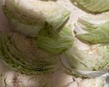 A picture of step 6 of Cabbage Schnitzel (with mushroom gravy).