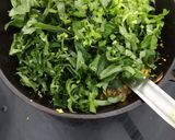 A picture of step 4 of Cheera Thoran (Spinach bhaji).