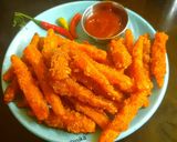 ক্রিস্পি ক্যারোট ফ্রাই (crispy carrot fry recipe in Bengali) রেসিপি ধাপ - 7 ছবি