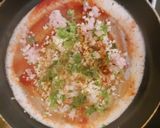 A picture of step 7 of Jini dosa with sambhar.