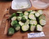 A picture of step 3 of Brussels Sprouts Kabobs.