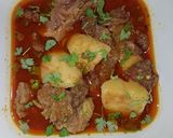 A picture of step 2 of Aloo gosht.