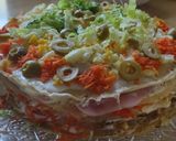 Foto del paso 6 de la receta: Torre de panqueques con jamón, queso y verduras
