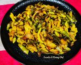 A picture of step 6 of Runner beans and potato fry with onion and onion greens.