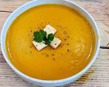 Hình bước làm 4 của món Soup nấm, bí đỏ, phô mai