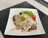 A picture of step 2 of Pan-Roasted Greenland Halibut with Truffle Seasoning Sauces.