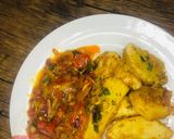 A picture of step 3 of Golden yam fried in egg with sauce🍽.