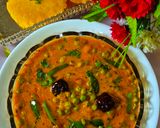 मटर कैप्सिकम करी विथ मक्का पूरी (Green Peas Capsicum Curry with Makka Poori) रेसिपी चरण 10 फोटो