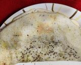A picture of step 3 of Dosa with Chocolatey Nutella and ripe banana filling.