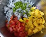 A picture of step 2 of Dragon fruit salsa.