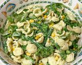 A picture of step 5 of Broccolini and orecchiette with yoghurt and peas.