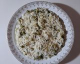 A picture of step 3 of Kefta Skewers on a Bed of Steamed Rice with Green Peas.